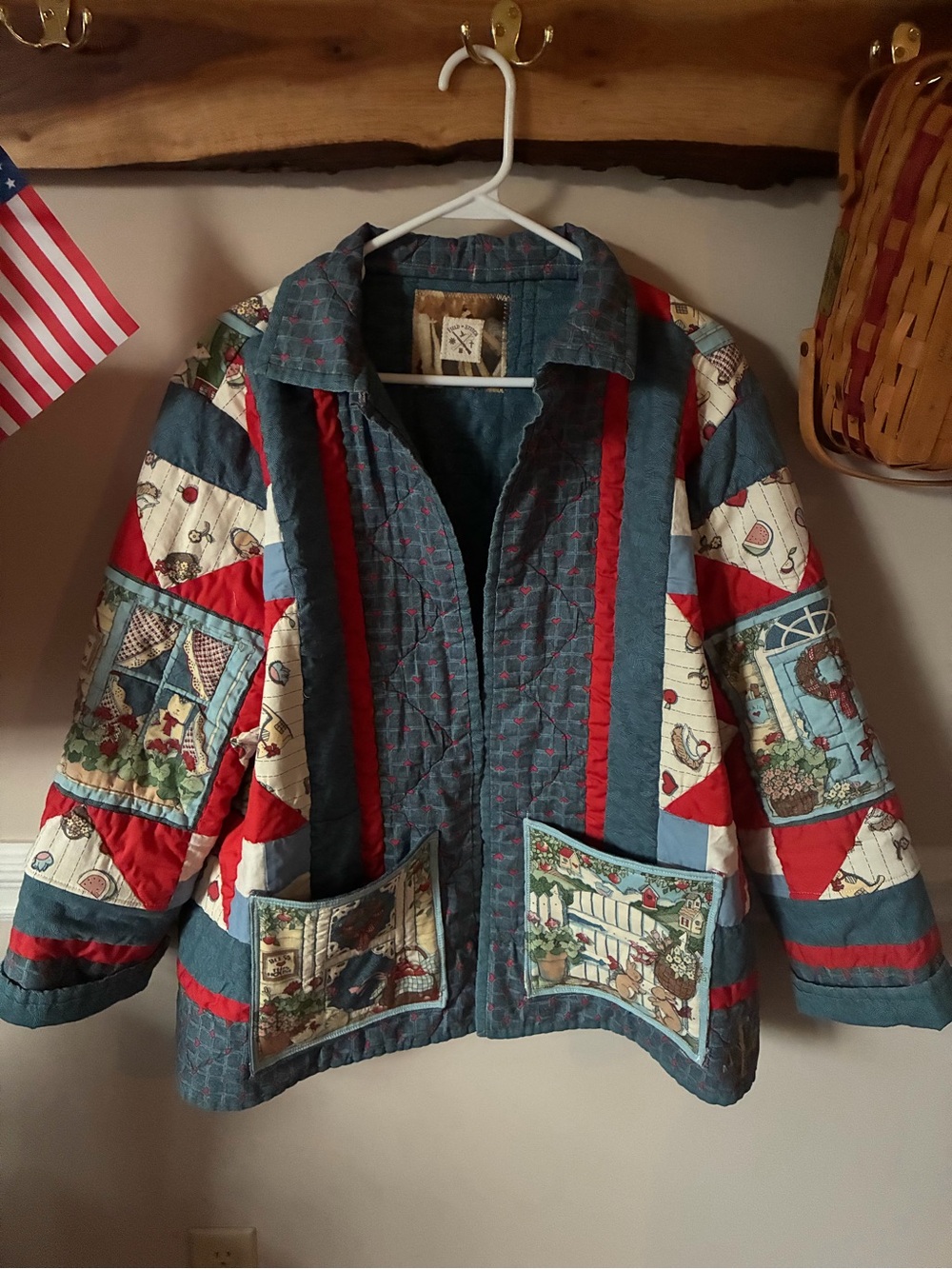 Field + Stitch Handmade Patchwork Vintage Cottagecore Ohio Star Quilt Jacket L